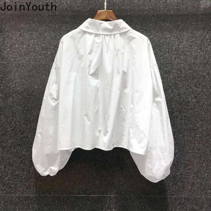 White Blouse for Women Lantern Sleeve Pater Pan Collar Shirts 2025 Blusas Mujer De Moda Fashion Vintage Temperament Blouses Tops