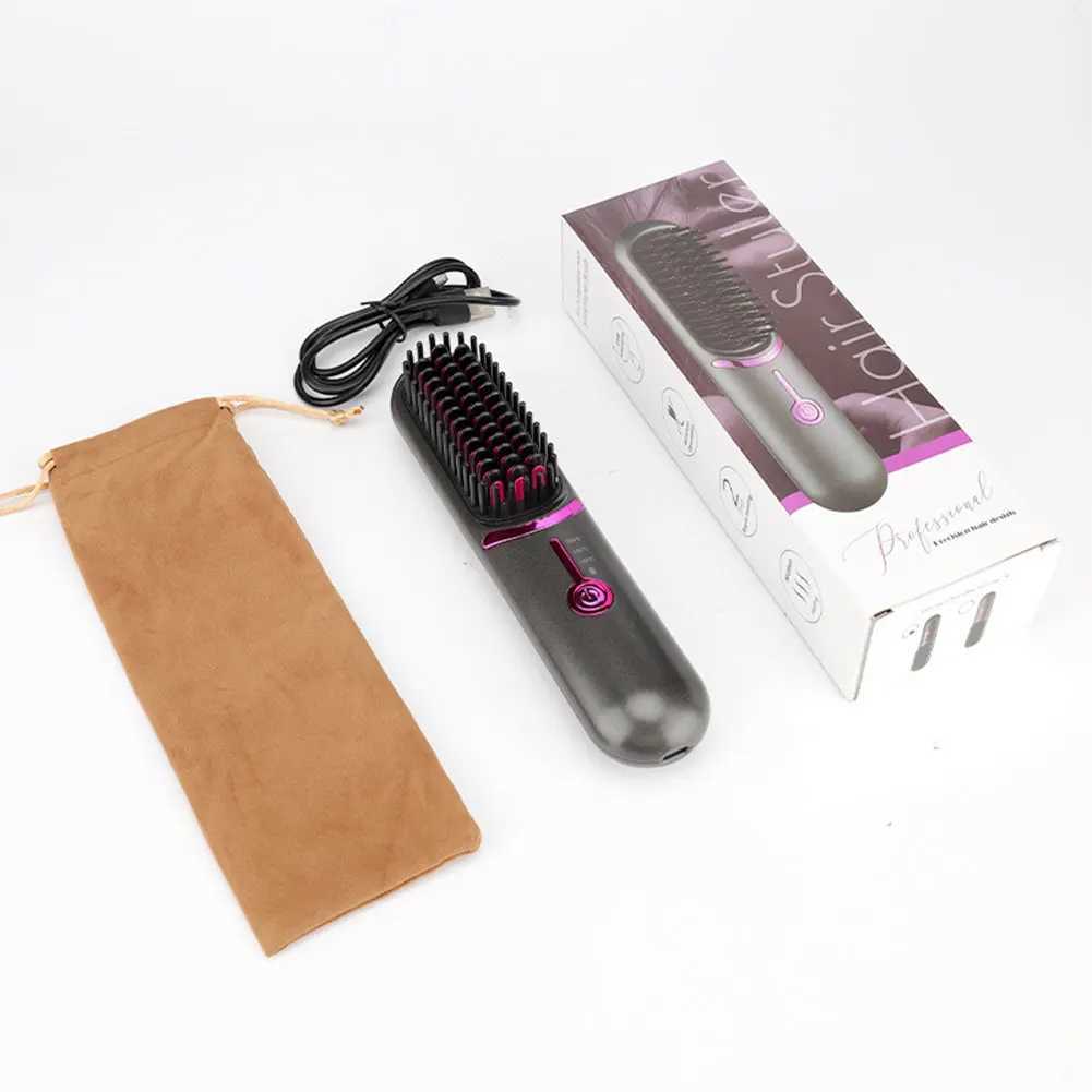 Wireless Straight Hair Comb 5200mAh Hair Straightening Brush Anti-Scalding Cordless Hair Straightener Brush for Hairstyler SalonXJ250621