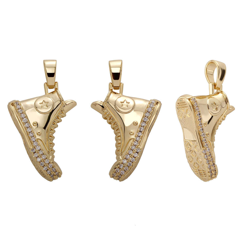 Jin Ao New Hip-Hop Pendant Full Dia Sneaker Necklace Copper Inlaid Zircon Personality Unisex Accessories Hoodie Chain