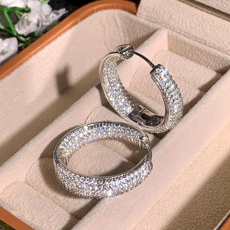 Choucog Sparkling Luxury Jewelry 925 Sterling Silver Pave White 5A Cubic Zircon CZ Diamond Gemstones Party Elegant Women Wedding Clip Earring Gift