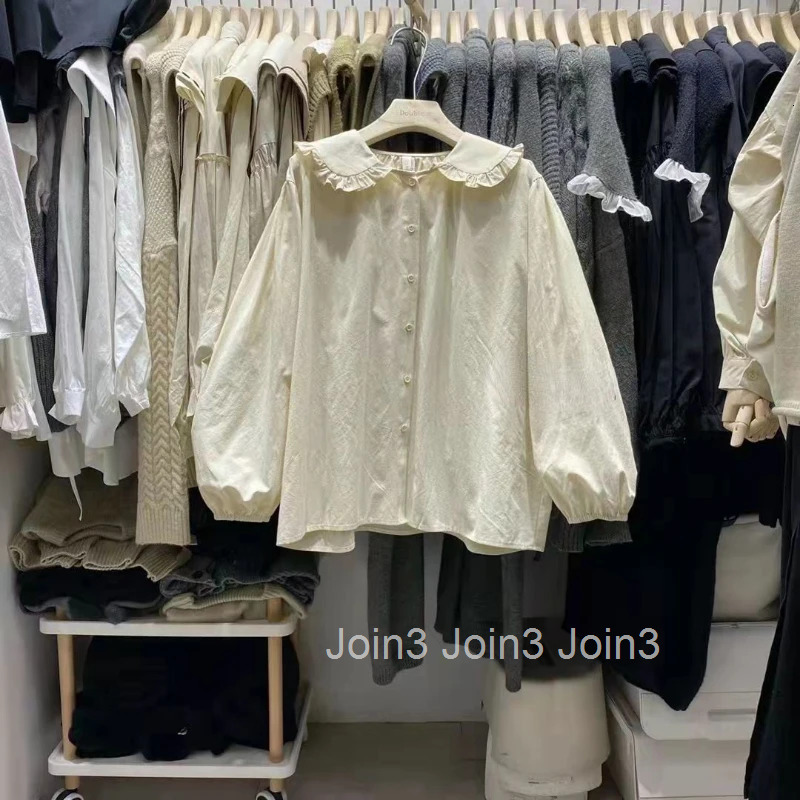 2025 Blusas Mujer De Moda Fashion Blouse Women Sweet Peter Pan Collar Long Sleeve Shirts Korean Vintage White Oversized Tops