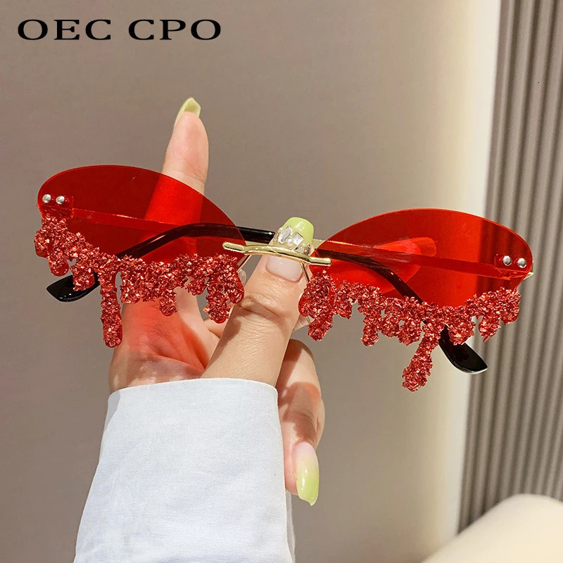 Diamond Rimless Sunglasse Rhinestone Sun Glasses Ladies Sexy Tear Shape Punk Party Eyewear gafas de sol 250617