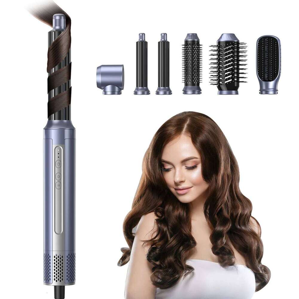 Detachable 6 In 1 Hair Styling Brush High Speed Blow Dryer Negative Ionic Hairdryer Air Curler Wand Styler