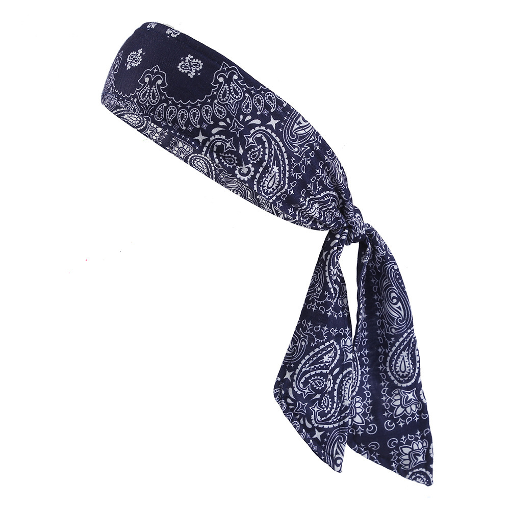 European and American Paisley patterned Street Sports Headband Tie on Polyester Sweat absorbing Headband for Cycling Running and Summer Cooling Ice Si