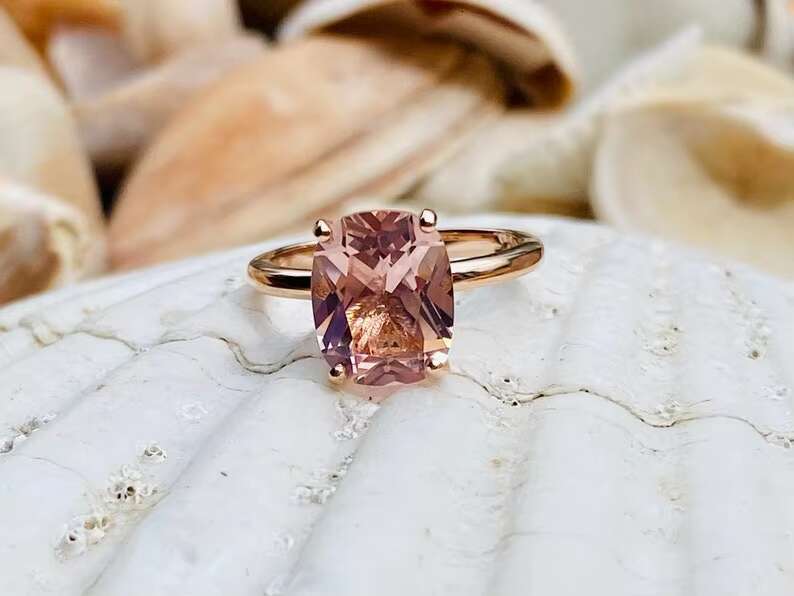 Natural Peach Moissanite Ring 925 Sterling Silver Rose Gold Plated original Gemstone Ring For Men And Women At Wholesale Price