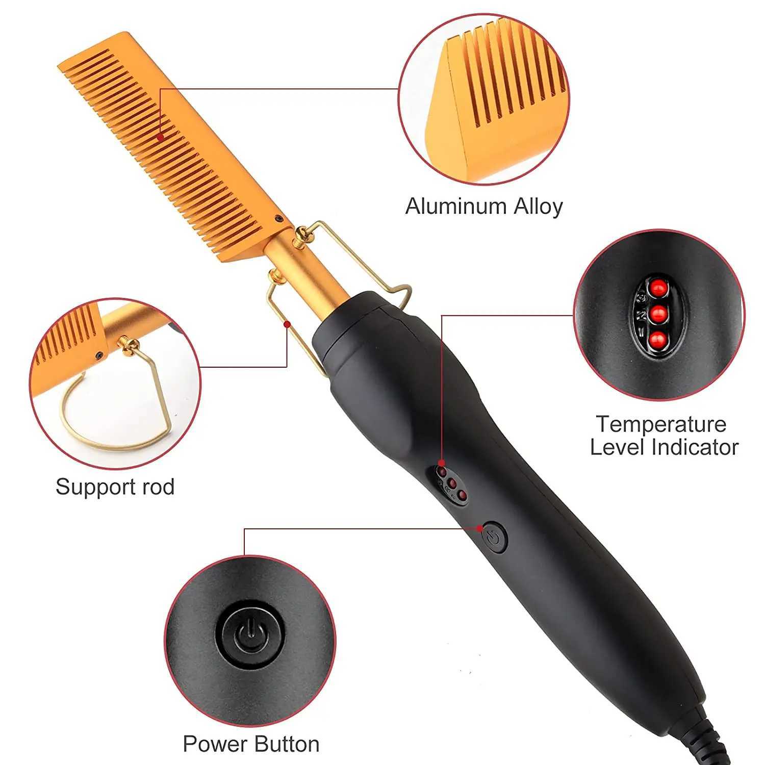 Electric Hot Comb Hair Straightener Flat Iron Heat Pressing Comb Portable Anti-Scald Wigs Beard Hair Straightening Press CombXJ250621