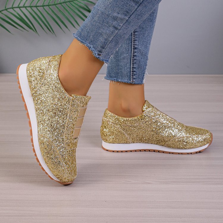 Luxury Brand Designer Shoes Sandals European And American Export Plus Size 2023 Winter New Sequin Cloth Shoes Sports Casual Women's Shoes Shallow