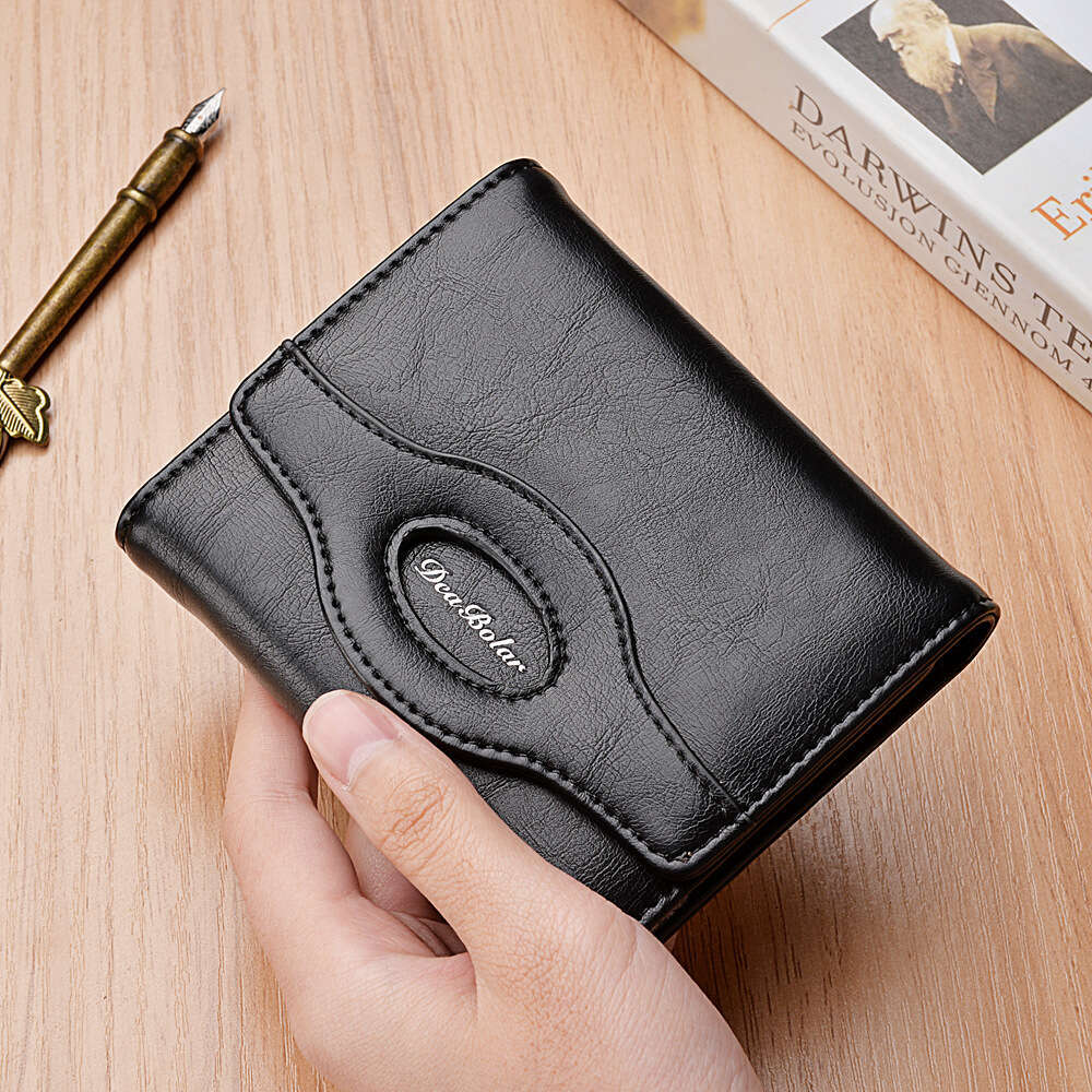 Hot Selling Short Men's Buckle Multi-Card Slot Casual Coin Purse Leather Wallet