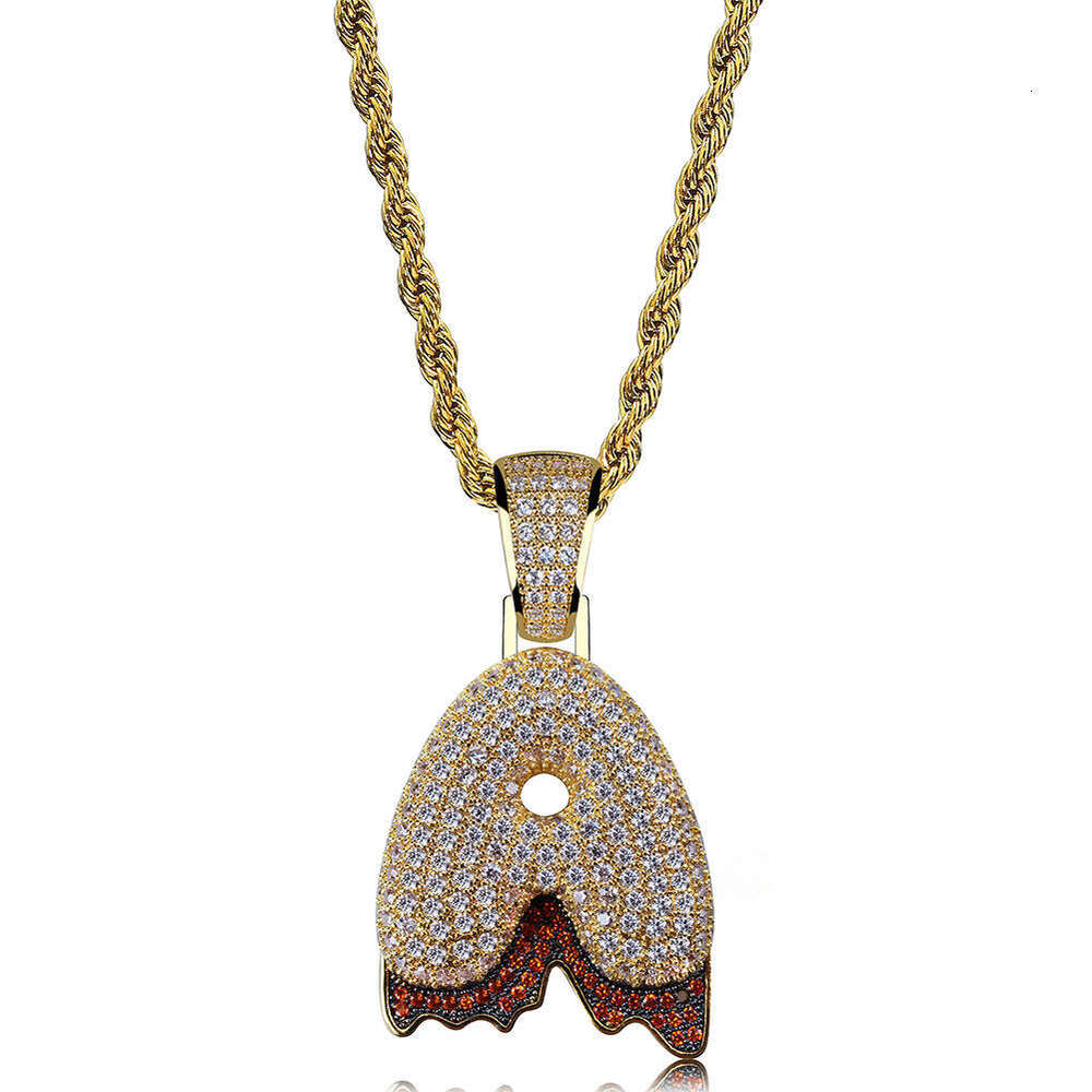 Hip Hop Personality Lava Rock English Letter Pendant DIY Splicing Micro Pave Zircon Men's Trendy Necklace