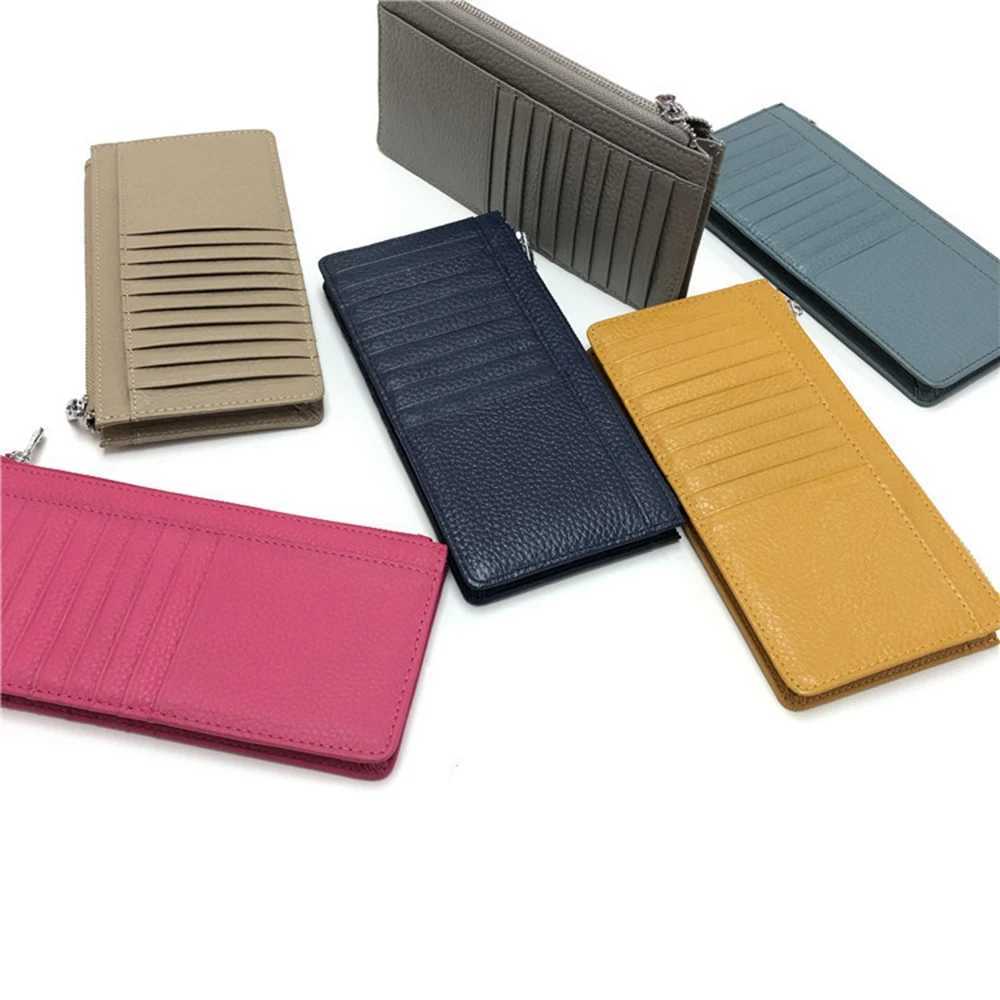 Large Capacity Long Zipper Card Holder Custom Letters Genuine Leather Men Wallet Business Women Phone Clutch Purse Z250621