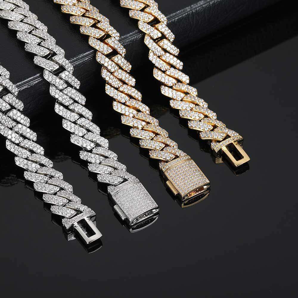 10mm Dia-Shaped Cuban Chain Zircon Necklace Trendy Brand Personality Hip-Hop Men's Bracelet Jewelry c6b6
