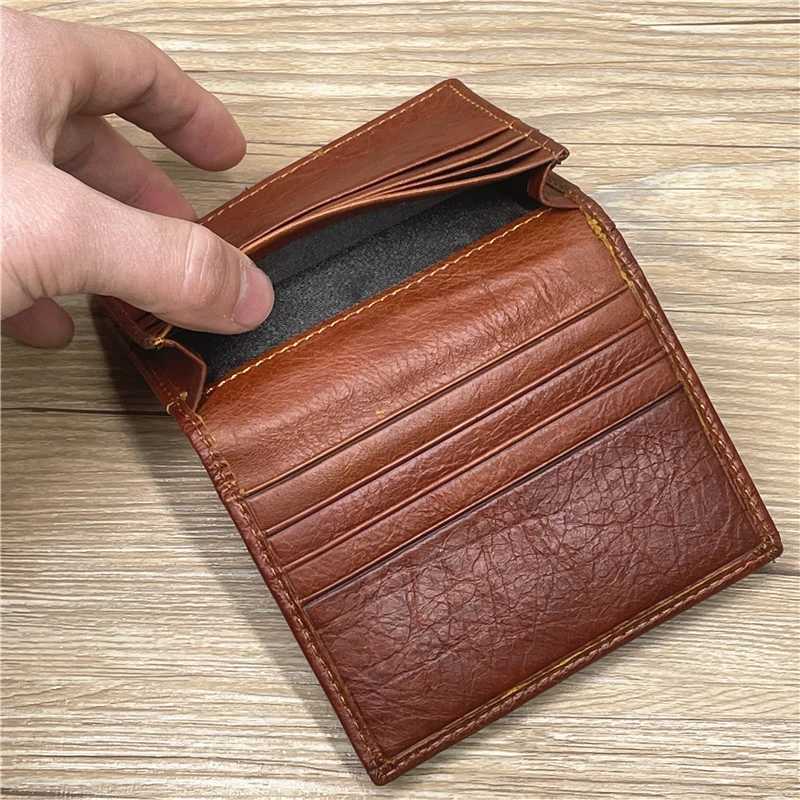 Genuine Leather Card Holder For Men Male Real Cowhide Vintage Short Bifold Mens Business Case Wallet With ID Window Z250621