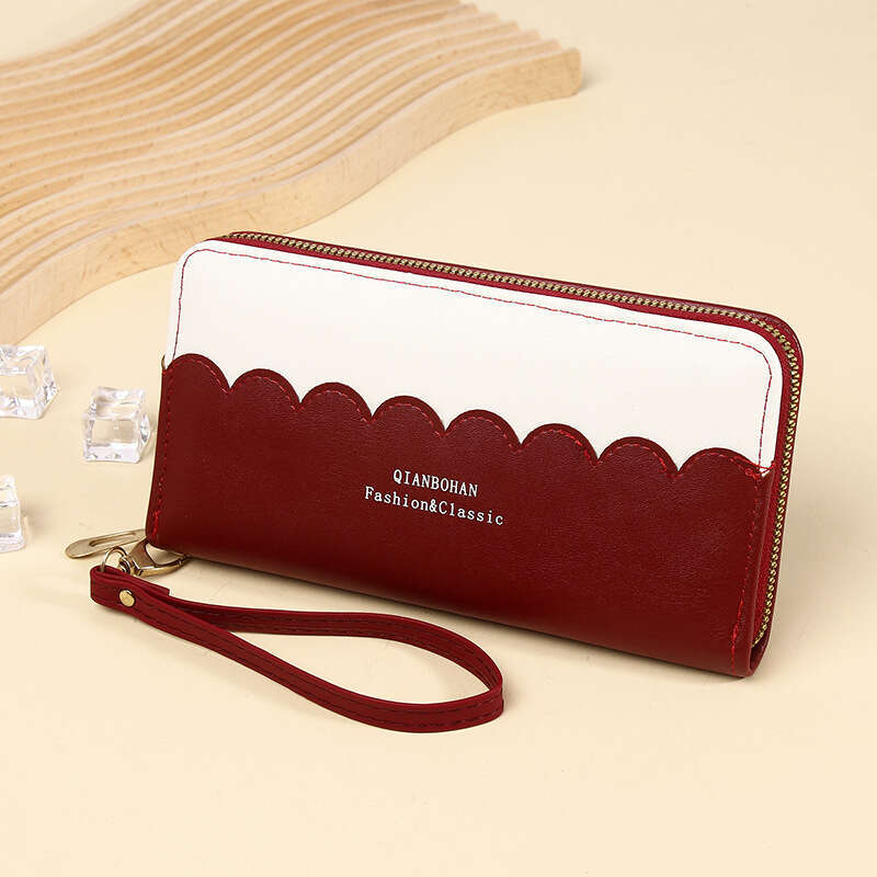 Korean Style Long Women's Wallet Color-Block Female Student Coin Purse Large Capacity Handheld Phone Bag