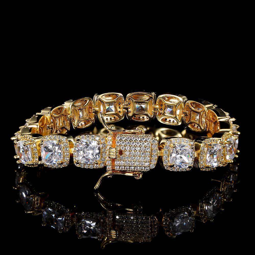 New High-Quality 10mm Men's Rock Candy Copper Micro-Inlaid Square Zircon Hip-Hop Jewelry Bracelet 05dc