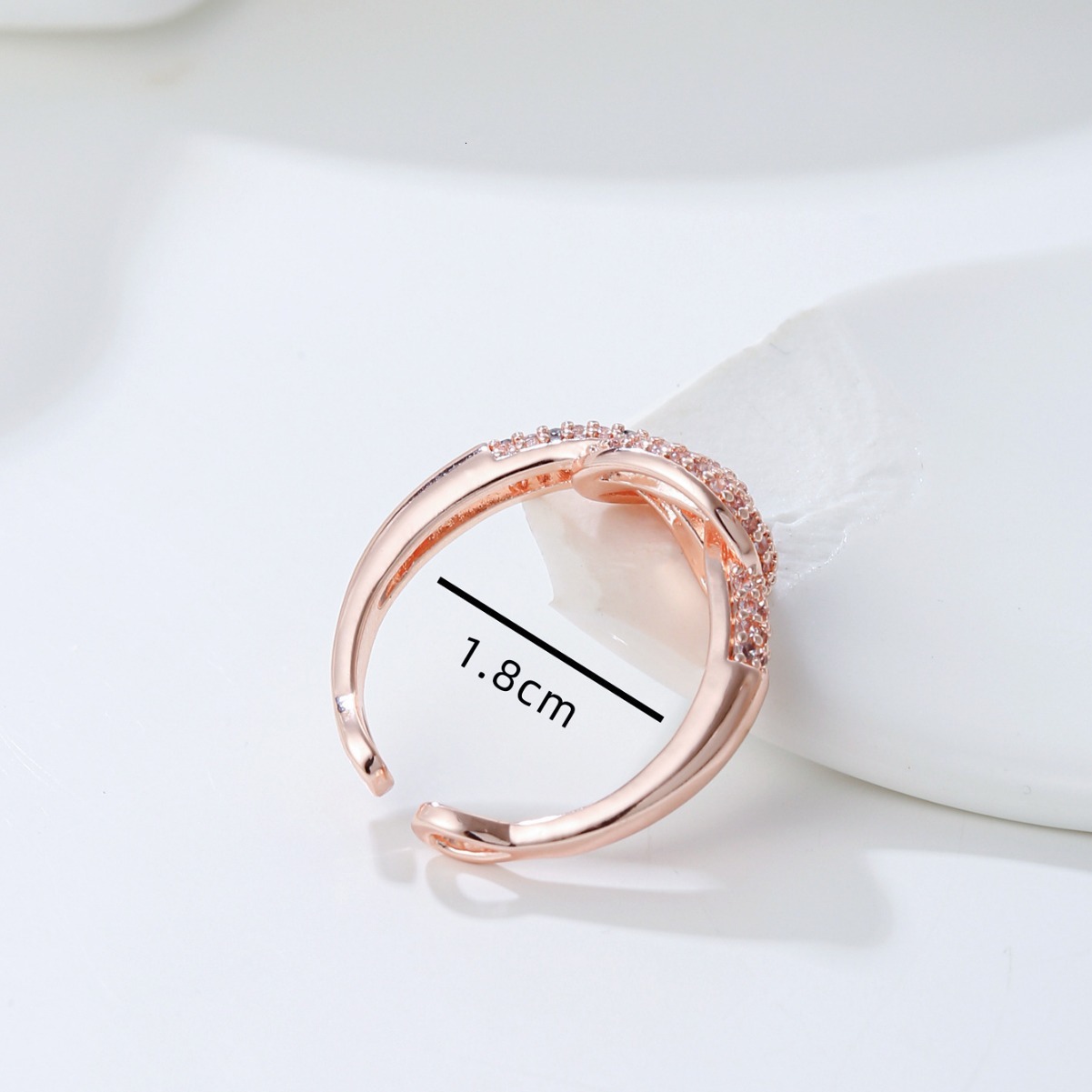 Fresh Sweet Korean Style For Women Inlaid Copper Zircon Wrapped Index Finger Ring