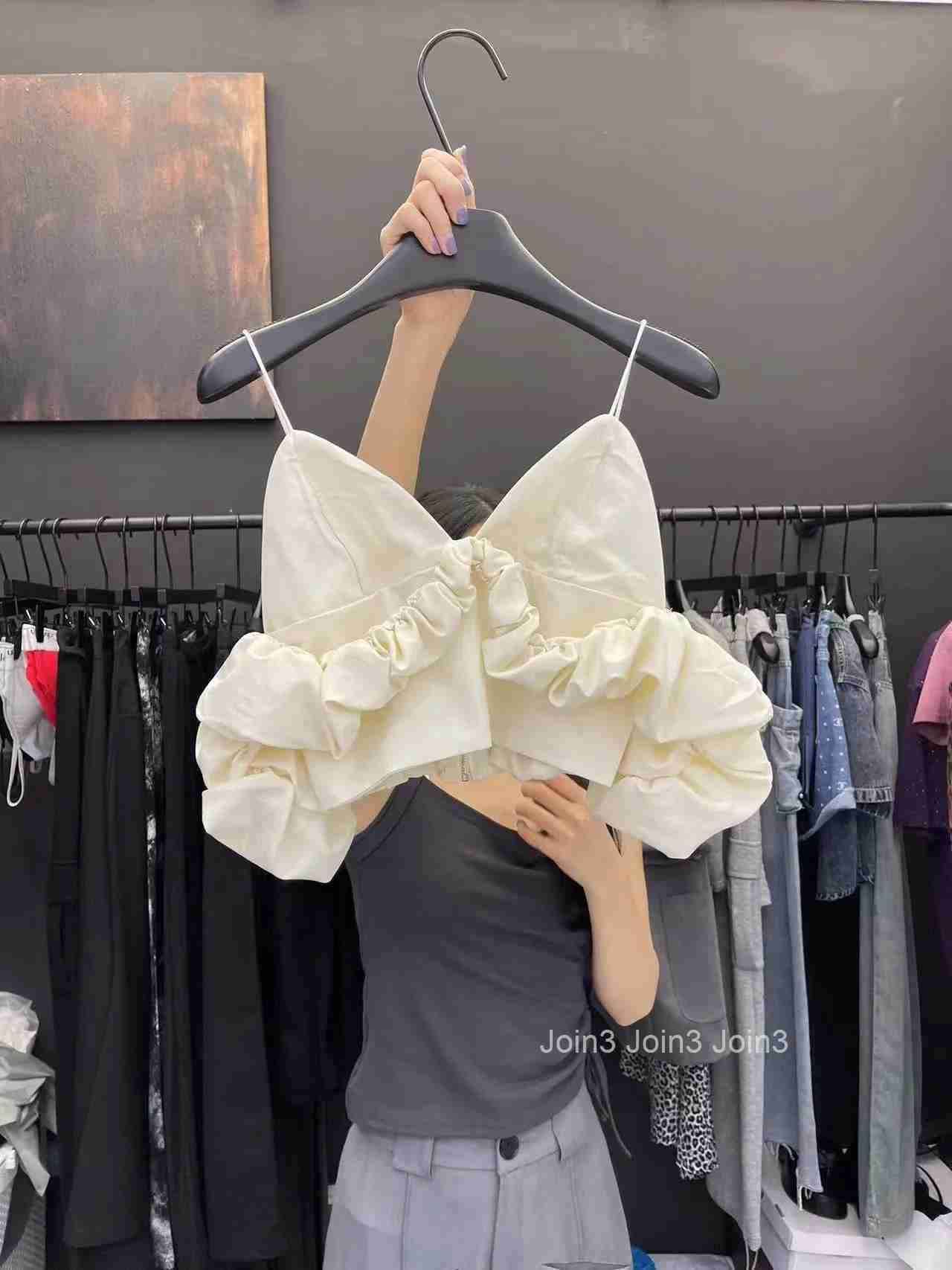 Fashion Y2k Top Women Clothing V-neck Off Shoulder Sling Vest Korean Folds Zipper Tunic Crop Tops Summer Tanks 2025 Ropa Mujer