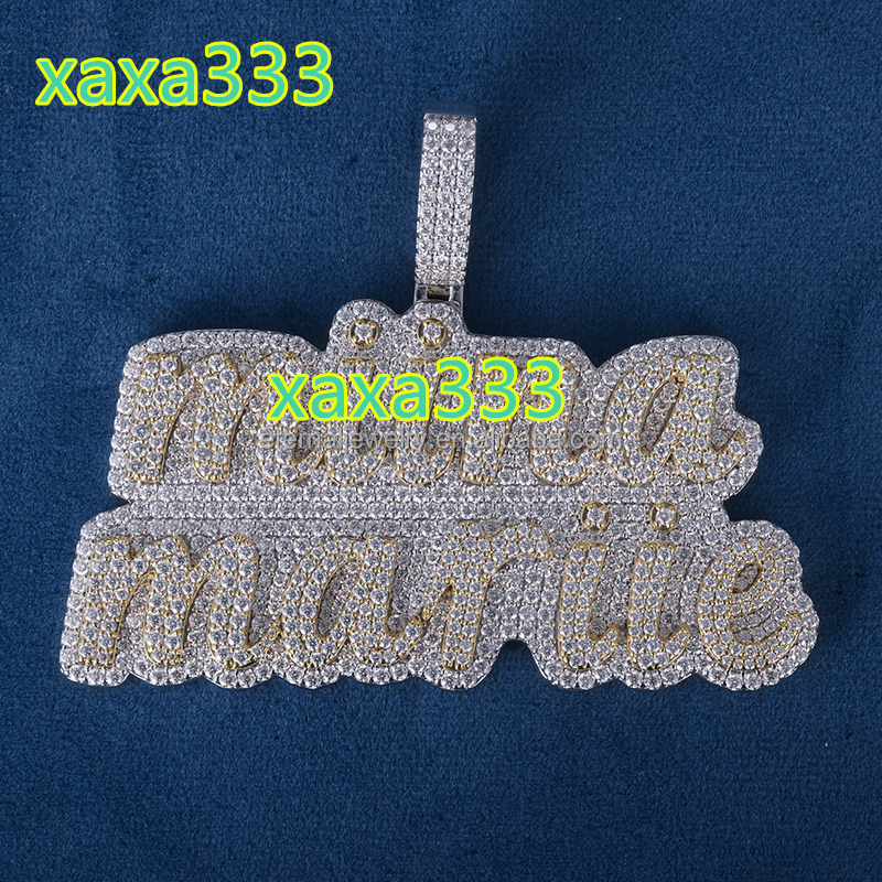 Iced Out Customized Moissanite D VVS Hiphop Hand Customize 925 Silver Solid Gold Name 3D Letter Pendant for Men Women