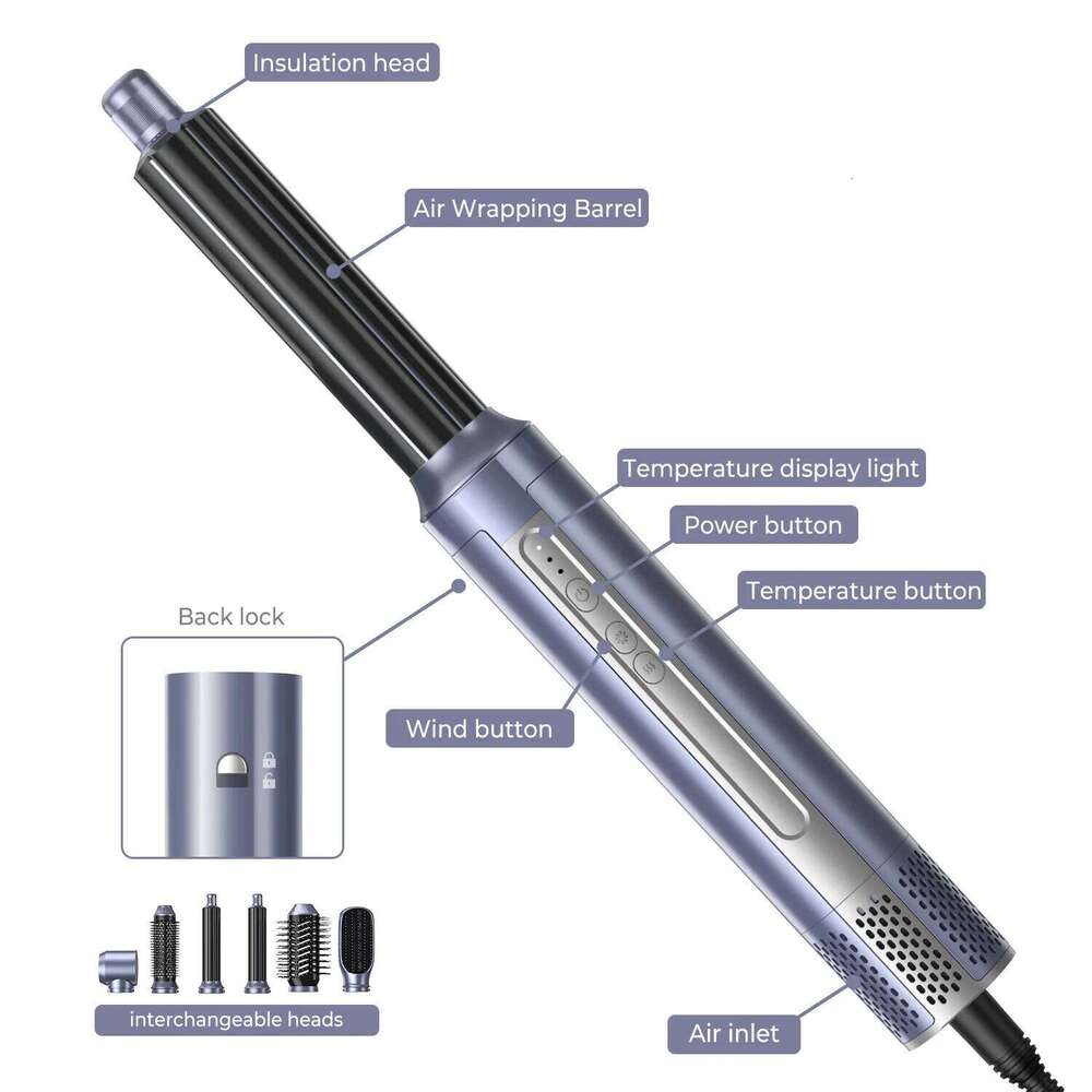 Professional 110000Rpm Brushless Blow Dryer 6 In 1 Styler Ionic Hot Air Brush Automatic Hair Curling Iron