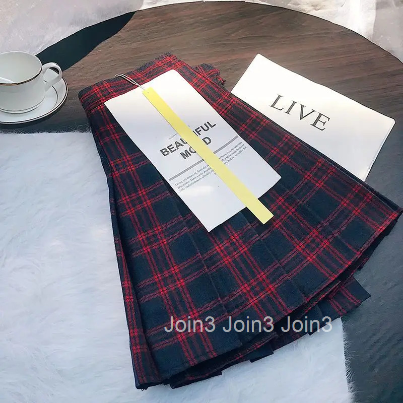Vintage Skirts for Women 2025 Faldas Mujer De Moda Fashion Sweet Japanese Saia High Waist A-line Jupe Plaid Pleated Mini Skirt