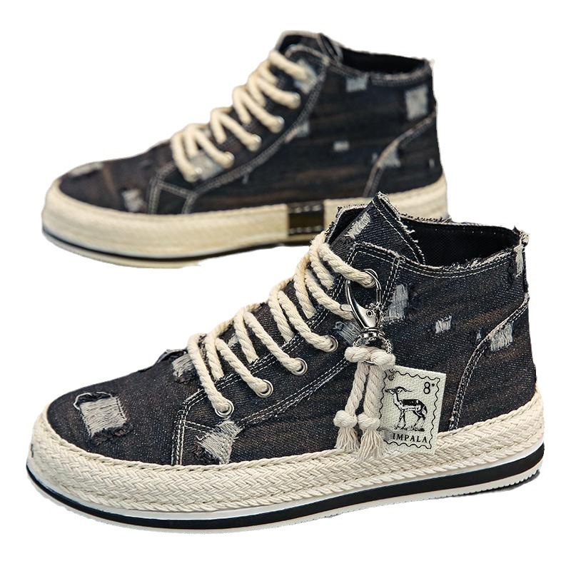 Luxury Brand Designer Shoes Sandals 1970S High-Top Canvas Shoes For Men Korean Style Student Sneakers Soft Washed Denim Fabric Distressed Beggar Shoes