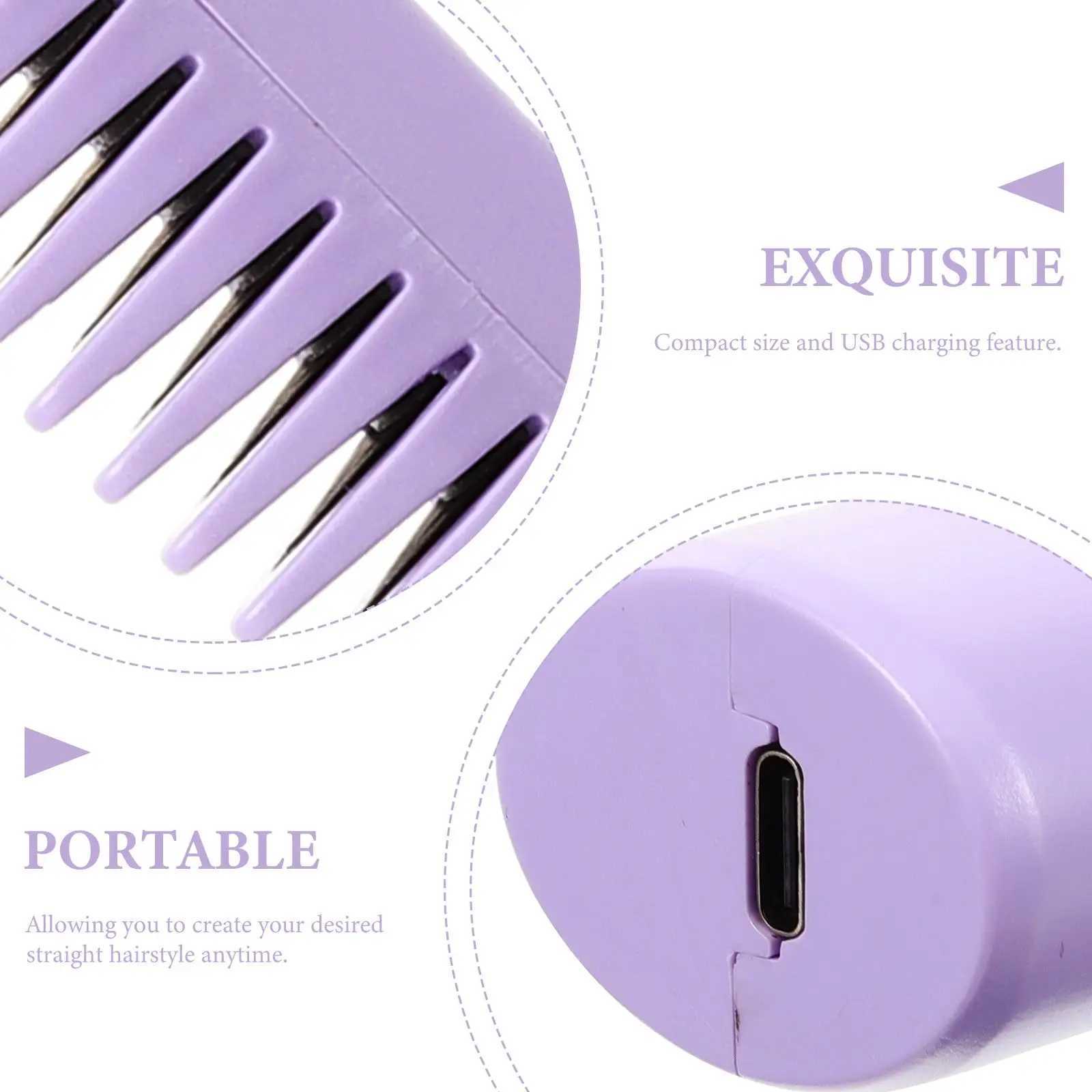 Cordless Heated Hair Straightening Brush USB Rechargeable Mini Portable Comb Travel Size Multifunctional Scalp Massage HealthyXJ250621