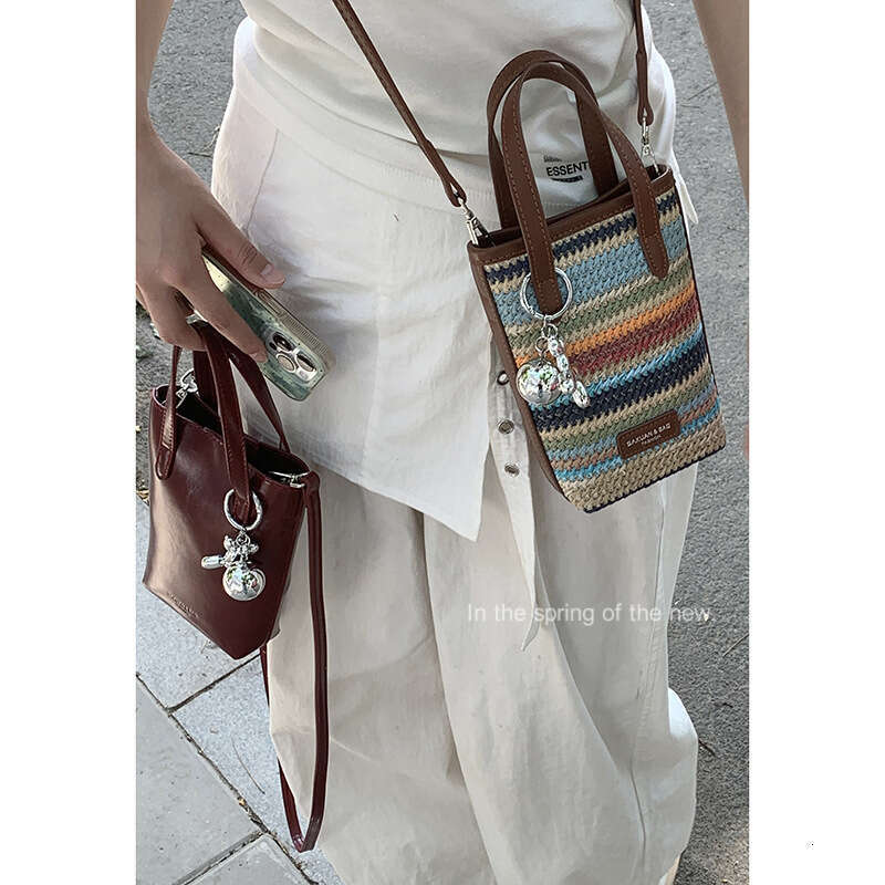 Summer Fashion Handbag 2024 New designer bag Mini Straw Woven Phone Versatile Shoulder Crossbody Small Square Bag