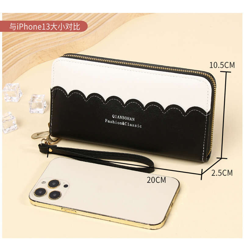 Korean Style Long Women's Wallet Color-Block Female Student Coin Purse Large Capacity Handheld Phone Bag