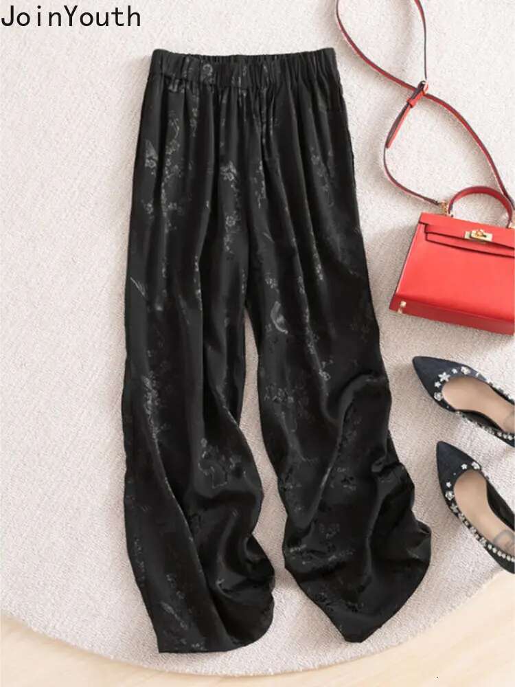 Vintage Wide Leg Pants 2025 Womens Clothing High Waist Straight Trousers Floran Slim Fit Fashion Summer Pantalon Femme 27n339