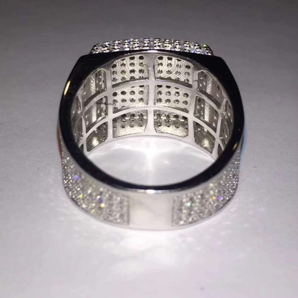 Luxury Mens 925 Sterling Silver Pinky Ring VVS round Cut Iced out Moissanite Classic Style Diamond for Weddings