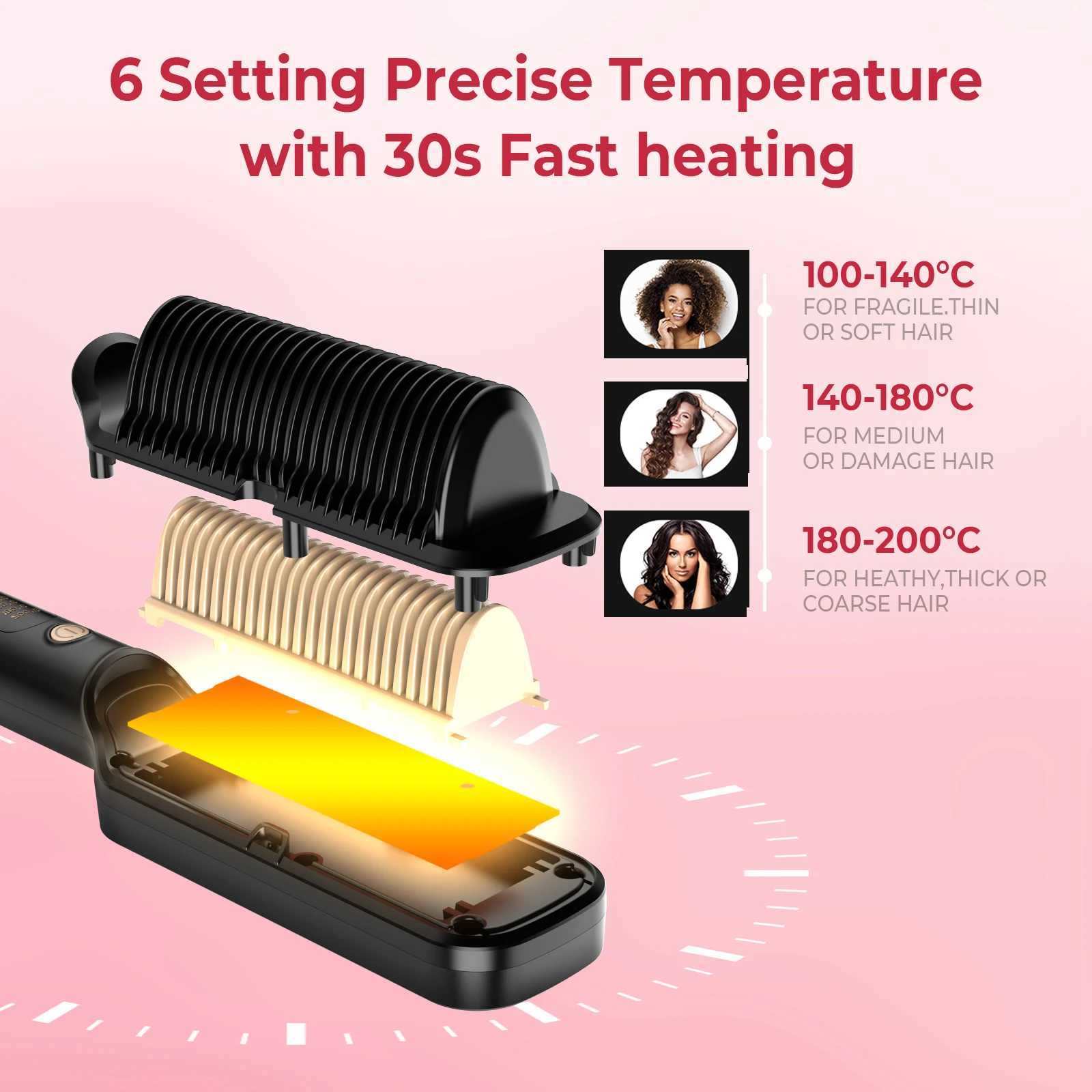 Hair Straightener Brush Hair Straightener Comb Straightening Brush for Women Easy to Use Hair Care ToolXJ250621