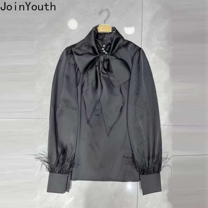 Temperament Lady Tops Blouses for Women Bandage Bow Long Sleeve Vintage Shirts 2025 Camisas De Mujer Loose Elegant Summer Blouse