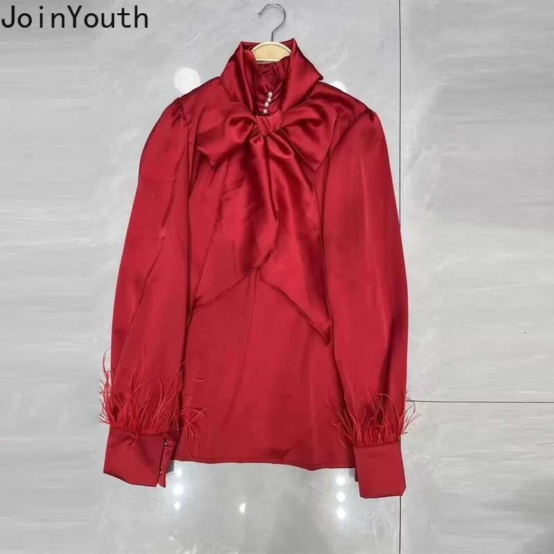 Temperament Lady Tops Blouses for Women Bandage Bow Long Sleeve Vintage Shirts 2025 Camisas De Mujer Loose Elegant Summer Blouse