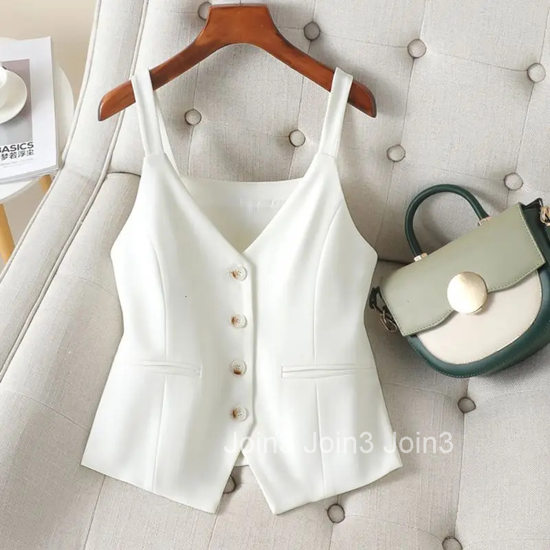 Single Breasted V-neck Sleeve Crop Tops 2025 Ropa Mujer Sleeveless Tunic Camis Temperament Vest Fashion Korean Vintage Tanks