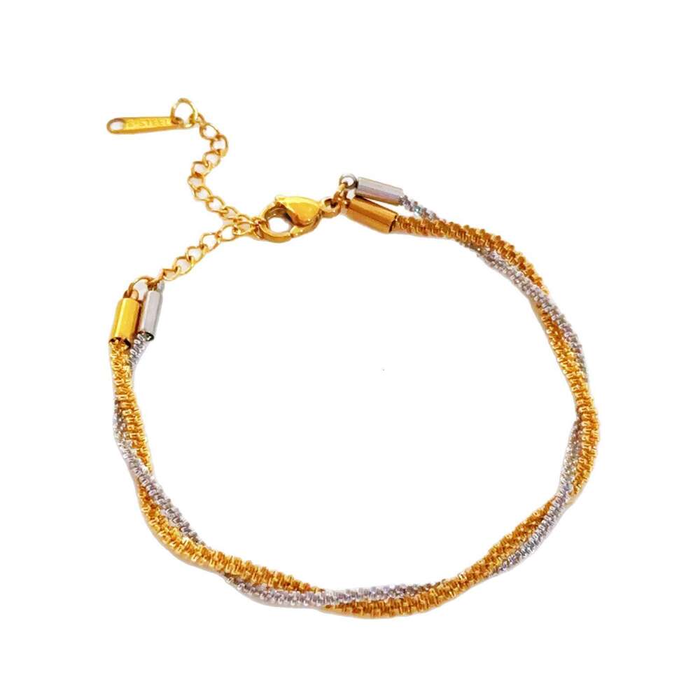 Minimalist Niche Design Color-Block Braided Chain Titanium Steel Jewelry Bracelet Unique Light