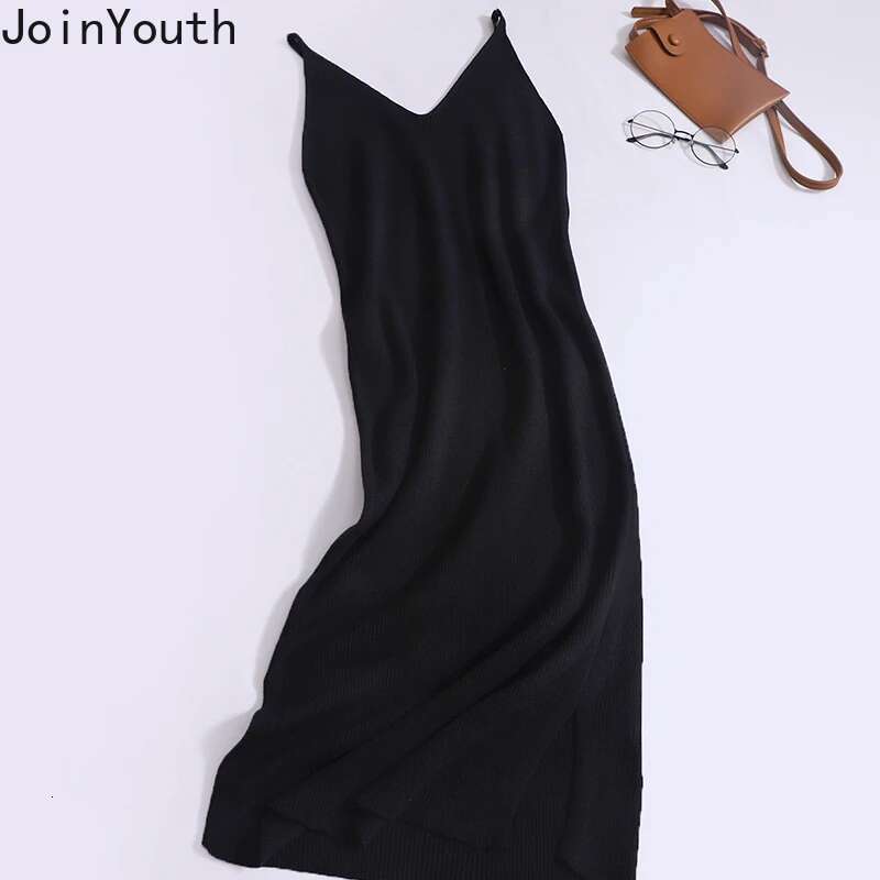 Korean Bodycon Dress for Women 2025 Vestidos De Mujer Solid Color Sexy Sling Robe Femme Tunic Fashion Knitted Split Dresses