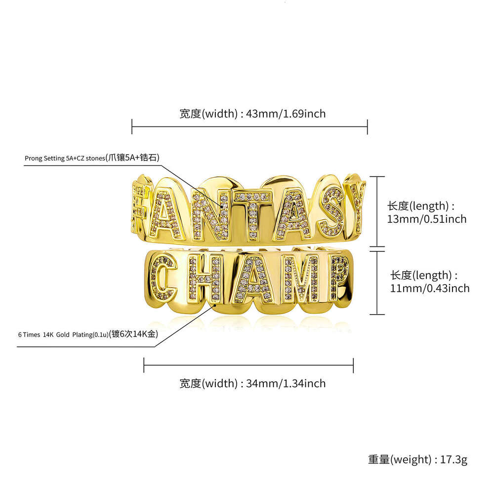 2023 New Hip-Hop Full Dia Zircon English Letter Gold-Plated Smooth Bracelet Personality Trendy Jewelry