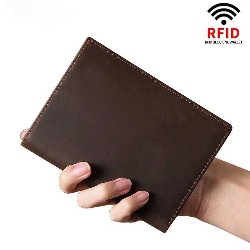 First layer cowhide passport bag with snap button multifunctional storage genuine leather card holder crazy horse leather Z250621