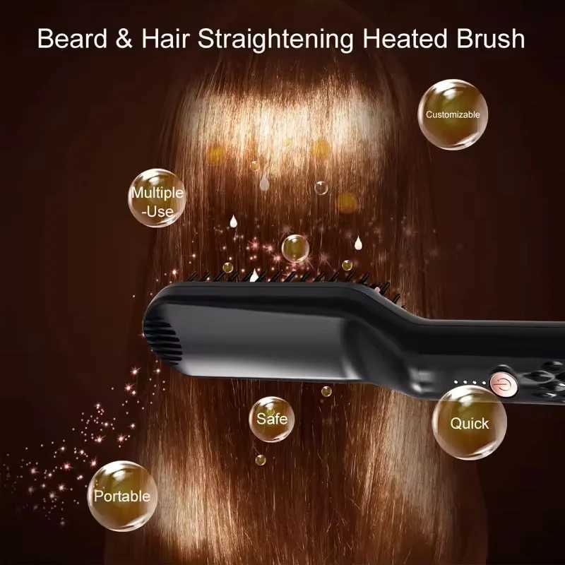 3 in 1 Quick heat Hair styling straightening comb PTC heater Electric hair straightener Beard straightenerXJ250621