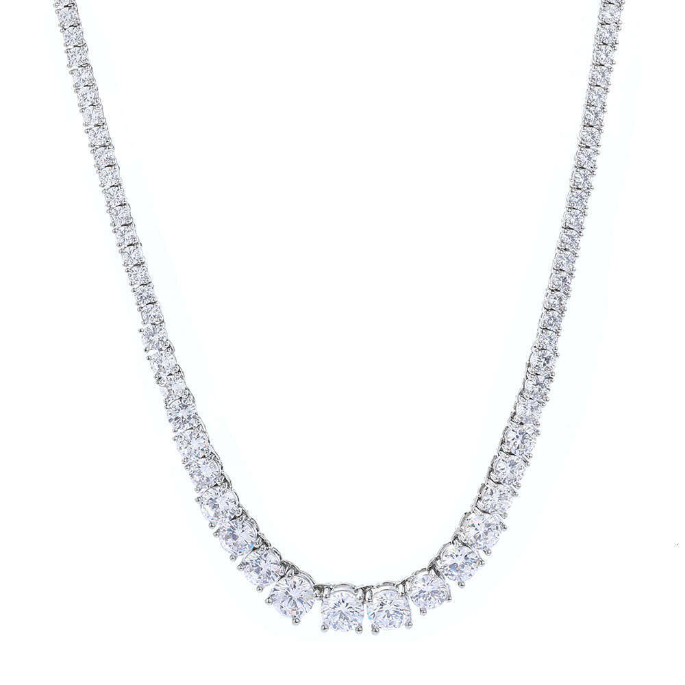 New Gradient Zircon Tennis Chain Hip-Hop Trendy Brand Personality Jewelry Unisex Necklace Accessories 207e