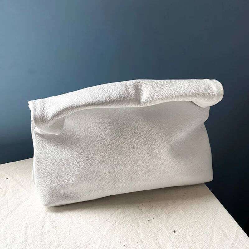 Genuine Leather Design Crimping Handbags New Clutch Bag Evening Phone Pocket Women's High Quality
