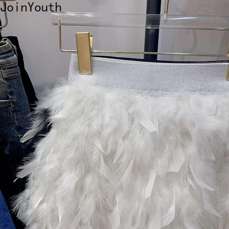 Sweet Y2k Skirt for Women 2025 Faldas Mujer De Moda Temperament Jupe Fashion Korean Sexy Saia Chic Feather Bodycon Mini Skirts