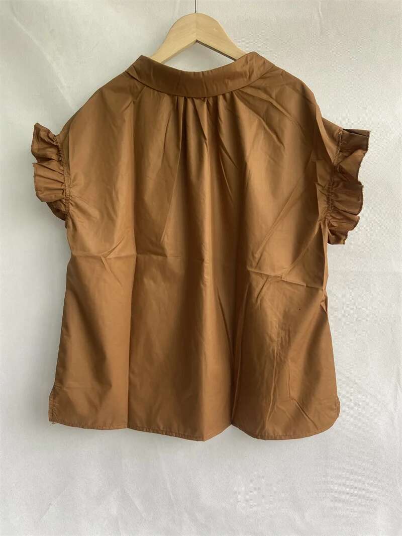 Vintage Blouse for Women Cotton Casual Shirts Ruffles Short Sleeve Blouses Ladies Tops Loose Summer Blusas Mujer De Moda 2025