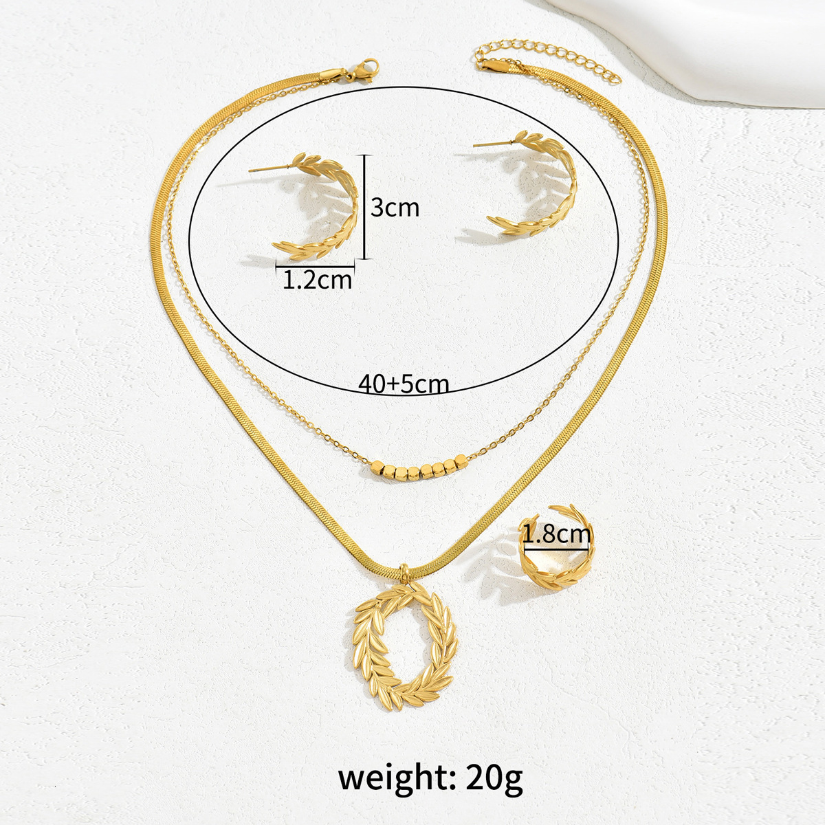 Pastoral Style Version Korean Jewelry Set For Women Personalized Wheat Spike Necklace Ring Accessories Earrings
