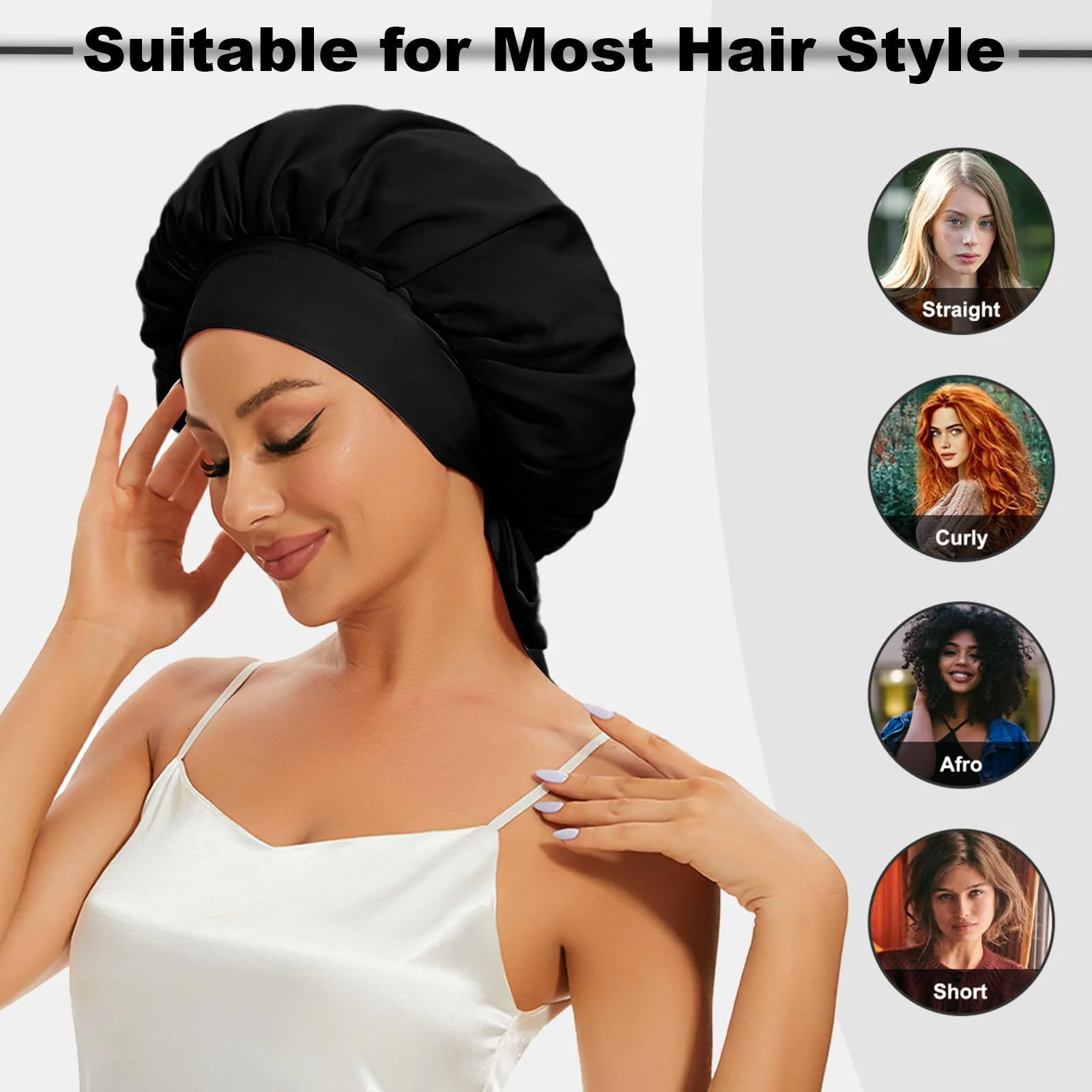 Bonnet Solid Color Wide Wrap Cap Sleep Caps Women's Fashion Edge Two Tails Elastic Silk Smooth Tiny Tie Sports Daily Home Casual Hair Hat Sleep C