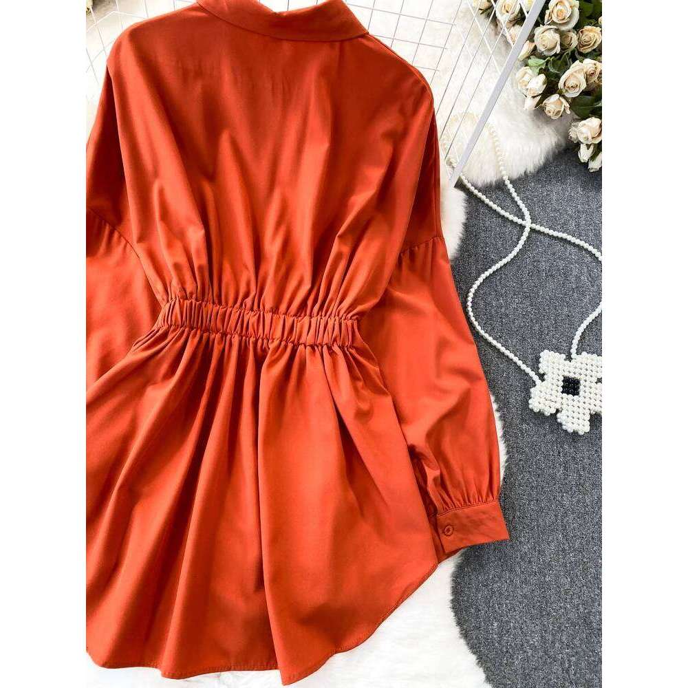New Hong Kong Style Retro Chic Loose Tie Up Single Breasted Shirt For Spring Autumn Women's Casual Blouse Top A76