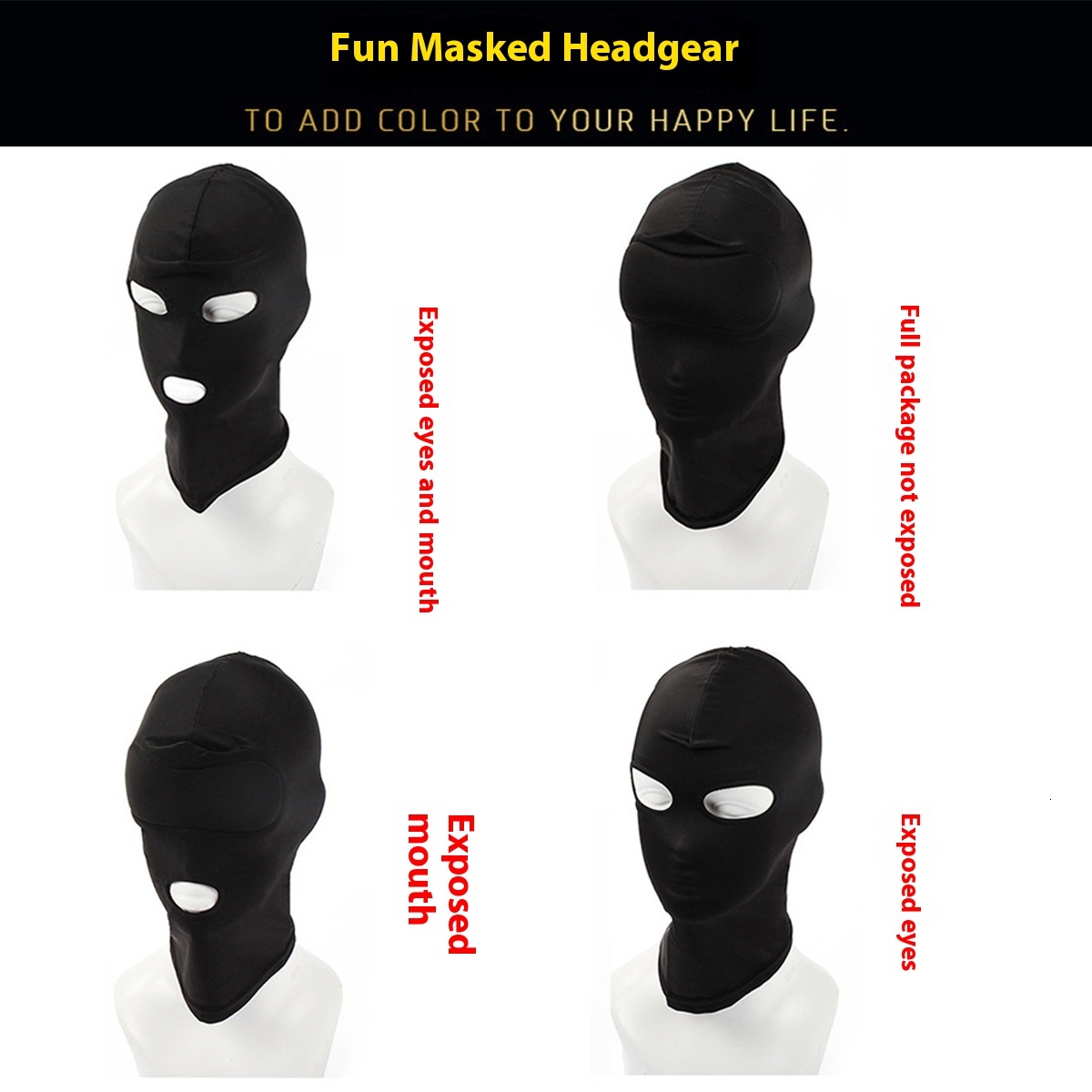 SM Adult Sex Elastic Cloth Full Face Mask with Open Mouth and Eyes Flirting Alternative Toys