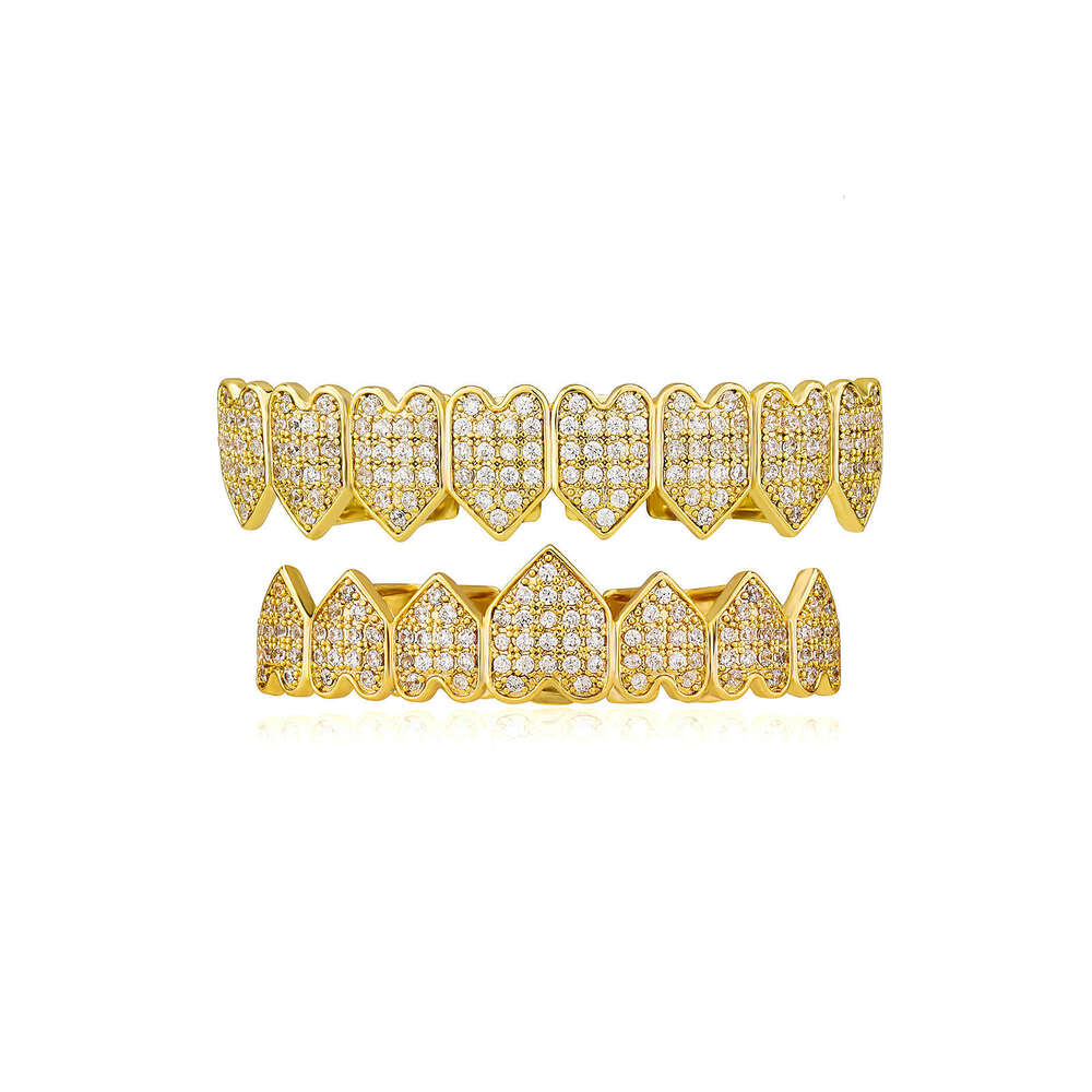 Jin Ao New Product Braces Hip-Hop Micro-Paved Zircon Heart Tooth Jewelry Cosplay Costume Personality Exaggerated Accessories