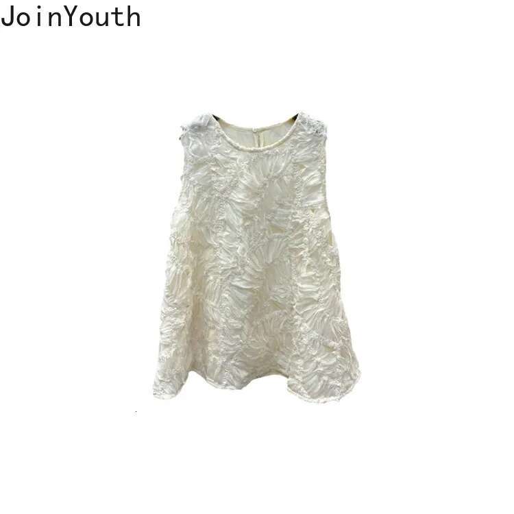 2025 Womens Clothing Sleeveless Blouses Temperament Tops Camisas De Mujer O-neck Sleeveless Loose Folds Summer Blouse Shirts