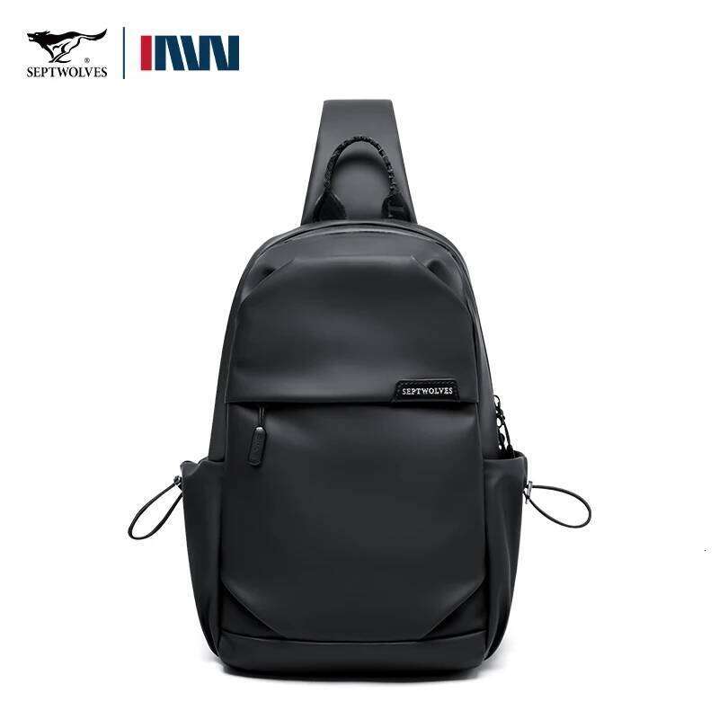 Designer Luxury Septwoes Waterproof Leather Chest Men Shoulder Bag Travel Business With Anti-Theft Zipper Pocketfor 9.7-Inch Ipad Mini