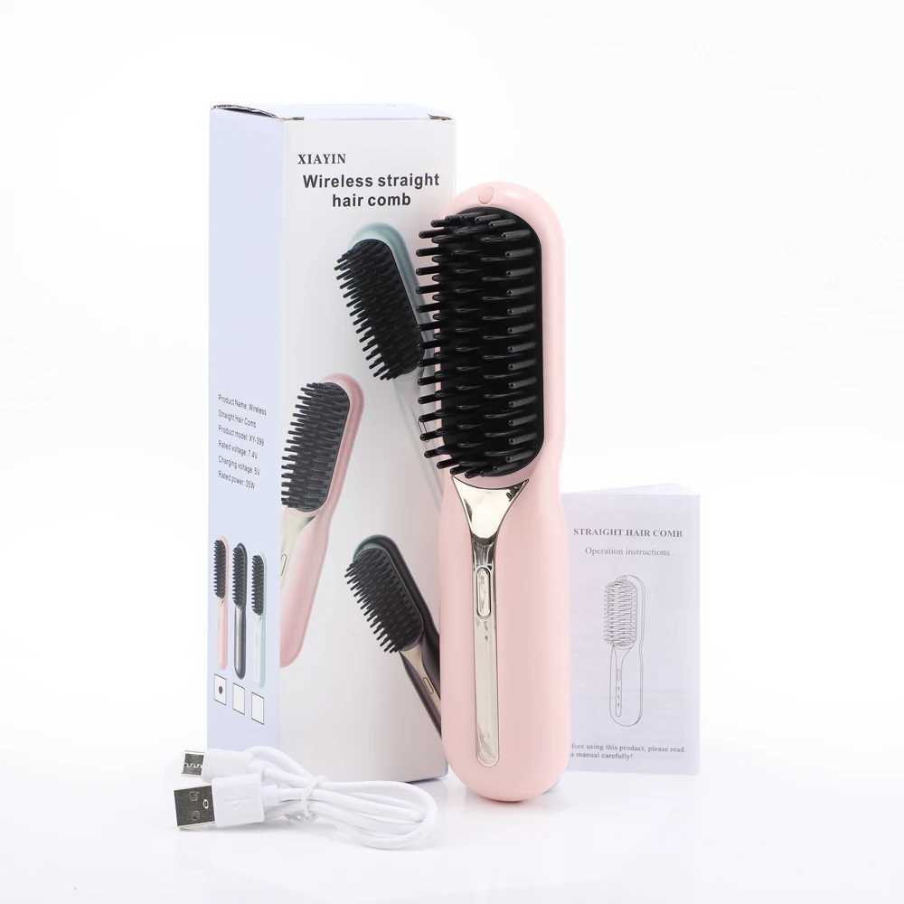 Wireless Hair Straightener Brush Women Fast Heating Hair Comb Professional Portable Hair Care Straight Styling Tools RechargableXJ250621